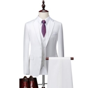 Boutique Mens Business Formal Groom Wedding Dress White 3pces